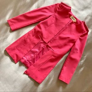 Pink Buttonless Geometric Cut-out Epaulet Blazer